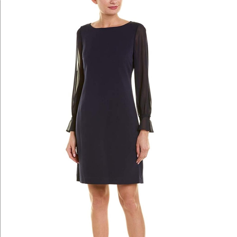 Karl Lagerfeld Navy Blue Chiffon Sleeve Dress